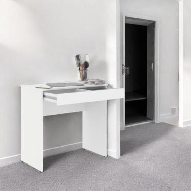 Imagem de Mesa Escrivaninha Home Office Branco c/ Gaveta Porta Itens com Divisór