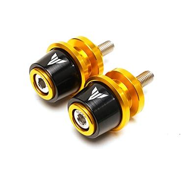 Imagem de Carretéis de 6 mm para Yamaha MT09 MT-07 Tracer 900 900gt MT03 Mt 07 10 acessórios de motocicleta CNC carretéis de braço oscilante parafusos de suporte deslizante proteção contra quedas (cor: X ouro)