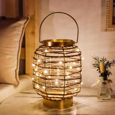 Imagem de Candeeiro de mesa Uni-gifts 20cm Metal Cage LED Cage com temporizador 