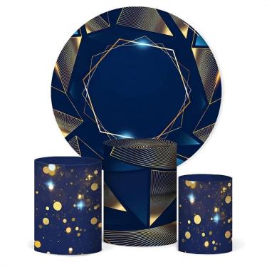 Imagem de Painel De Festa E Capa Cilindro Decoração Geométrico Dourad
