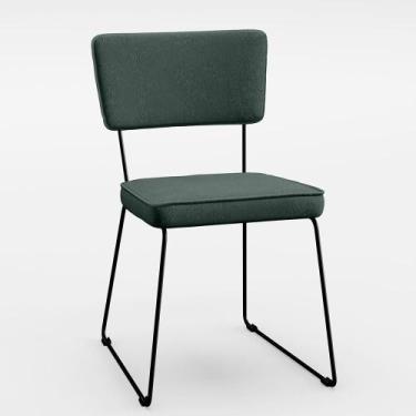 Imagem de Cadeira Estofada Para Sala De Jantar Base Aço Verde Musgo - LYAM DECOR