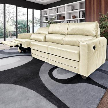 Imagem de Sofá Sala de Cinema Elétrico Maldivas Reclinável Retrátil 4 Lugares 281cm Couro Off White G40 - Gran Belo