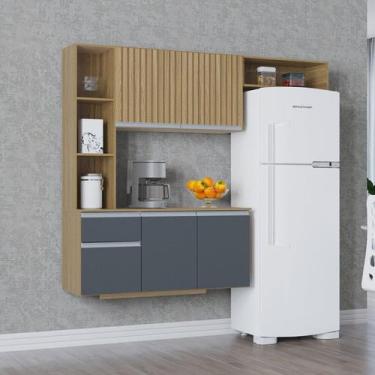 Imagem de Cozinha Compacta Suspensa 163cm 5 Portas 1 Gaveta com Balcão Melina - 