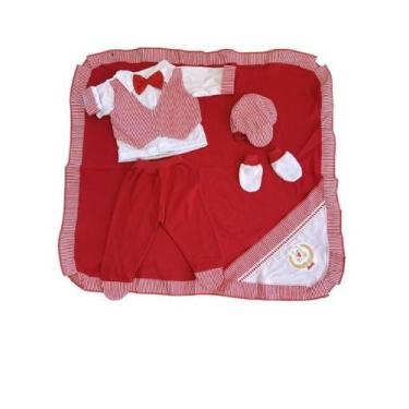 Imagem de Saida de Maternidade Menino Luxo 6 Peças Para Bebê Recém Nascido,Malha