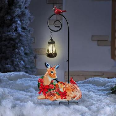 Imagem de VV-Ladybug Luzes solares, decoração de estaca de rena, metal, renas e castanhos, esculturas ao ar livre, adequadas para jardim ao ar livre, pátio e gramado, decorações de Natal e presentes de Ação de