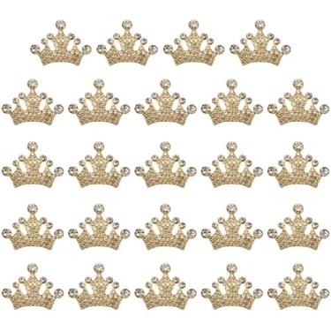 Imagem de levylisa 24 peças mini coroas joias enfeite de strass liga pequena coroa para artesanato acessórios de cabelo decorações de festa faça você mesmo feito à mão, ouro