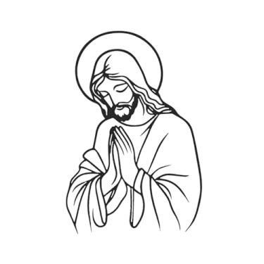 Imagem de predolo Decoração de parede de metal com silhueta decorativa de Jesus, ornamento minimalista, arte de parede para decoração de cerca interna e externa, casa