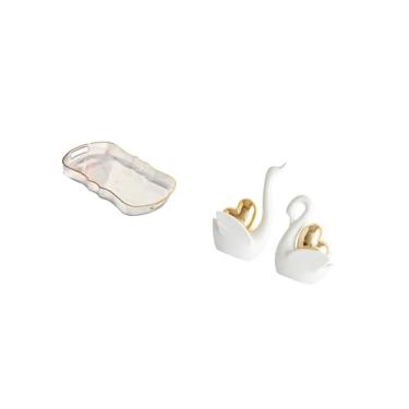 Imagem de Fenteer Bandeja Elegante Inspirada em Cisne para Armazenamento de Alimentos E Cosméticos, para Banheiro, Cafeteria, Exibição de Frutas E Decoração de Mesa