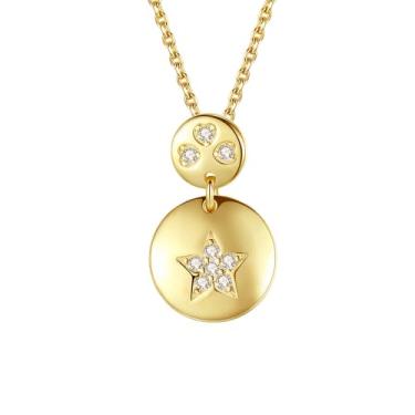 Imagem de EFASHION Gargantilha feminina de zircão micro-incrustada em ouro 14K com estilo simples de prata esterlina 925, Medium, Ouro, Zircônia cúbica