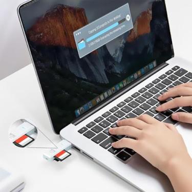 Imagem de Leitor de cartão SD USB 2.0 com dois compartimentos – leitor de cartão de memória micro SD e SD compacto, adaptador de transferência de arquivos Plug and Play para fotografia, escritório e viagens