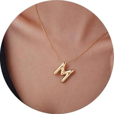 Imagem de Colar com pingente de letra inicial 3D, aço inoxidável, pingente de alfabeto personalizado para uso diário e, F, Aço inoxidável, Sem Pedra Preciosa