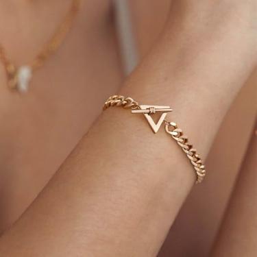 Imagem de Pulseira de ouro para mulheres banhada a ouro delicada OT pingente simples joia artesanal minimalista para ela