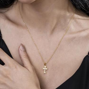 Imagem de Colar com pingente de cruz cristã, joia inspiradora presente para ocasiões especiais, 14+2 Inches, Aço inoxidável, Sem Pedra Preciosa