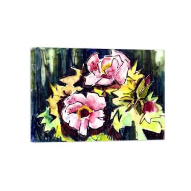 Imagem de Pôster e impressões em tela de flores vintage - reprodução de pintura de arte de parede famosa - peônias-imagens prontas para pendurar tela emoldurada 60x85cm24x33in