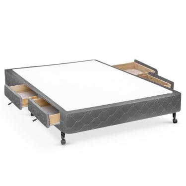 Imagem de Cama Box Base C/gavetas Casal Poli Tecido Gray (138x27-c/4 Gavs) - Castor