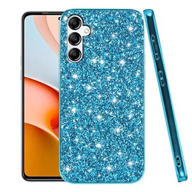 Imagem de Anlalish Capa de telefone compatível com Samsung A54 5G, capa à prova de choque antiarranhões para Samsung Galaxy A54 5G Glitter Fundas Capa acessórios de proteção (azul)
