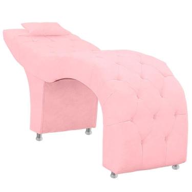 Imagem de Maca Estofada Capitone Julia Para Estetica Facial Sombrancelha E Cilios Suede Cor Rosa Bebe