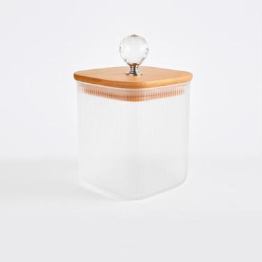 Imagem de Pote De Vidro Hermético 700ml Tampa De Bambu Puxado Cristal - Flashgoo