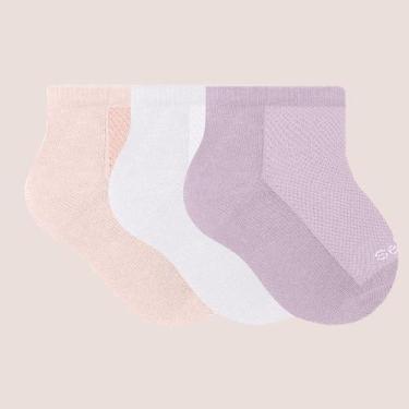 Imagem de Kit 3 Pares De Meias Selene Infantil Cano Curto Algodão, Lilás, 21 a 2