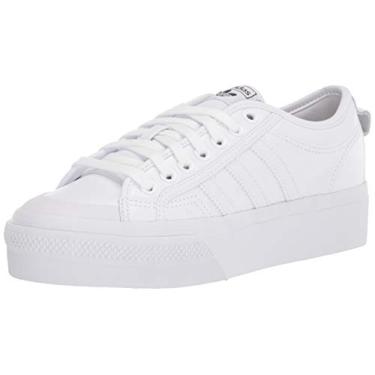 Imagem de adidas Originals Tênis feminino plataforma Nizza, Branco/Preto, 8