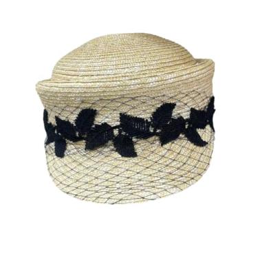 Imagem de Chapéu feminino de verão de malha fina de grama chapéu de jornaleiro praia viagem ao ar livre palha chapéu equestre topo côncavo boinas cor primária código único 57 cm