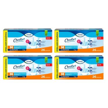 Imagem de Kit 4 Fralda Geriátrica Tena Confort M 26 Unidades Embalagem Econômica