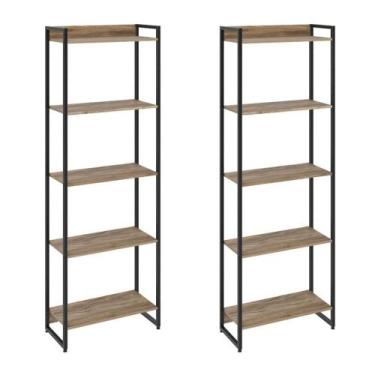Imagem de Kit 2 Estantes Escritório 5 Prateleiras 186x60cm Carvalho - LYAM DECOR