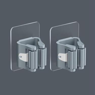 Imagem de Pacote com 2 suportes de vassoura, suporte de parede, jardim, lavanderia, esfregão, organizador de ferramentas, rack de armazenamento de garagem