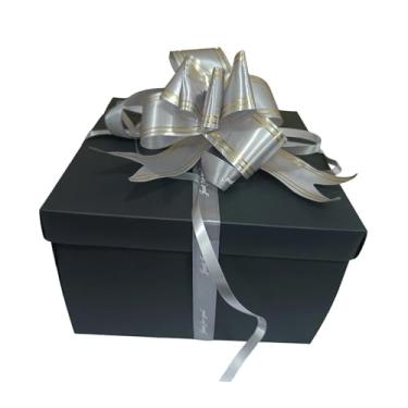 Imagem de oshhni Caixa de presente de cinco camadas com fita, criativa, reutilizável, para lanches, álbuns de fotos, chocolates, brincos e aniversários, Preto E Cinza