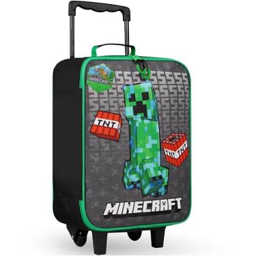 Imagem de Minecraft Bagagem infantil com rodas dobrável com rodinhas bolsa de viagem de férias viagens de fim de semana essenciais de viagem, Preto, S (L18.1inch x W11.8inch - 15L), Bagagem infantil