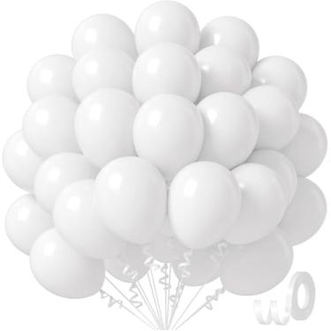 Imagem de 50 balões brancos, 30 cm de diâmetro, feitos de látex, para decorações de casamento e festa, itens de festivais, festas de casamento, festas de casamento e decorações de aniversário.