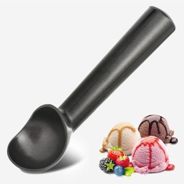 Imagem de Colher de sorvete antiaderente anticongelante, colher de alumínio resistente de 17 cm para massa de biscoito e gelato, fácil de limpar, preto