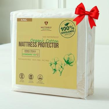 Imagem de Deluxe Protetor de colchão orgânico impermeável King 100% algodão orgânico hipoalergênico respirável capa de colchão - de 200 g/m² - Protetor contra alergia ajustado, melhor experiência de sono