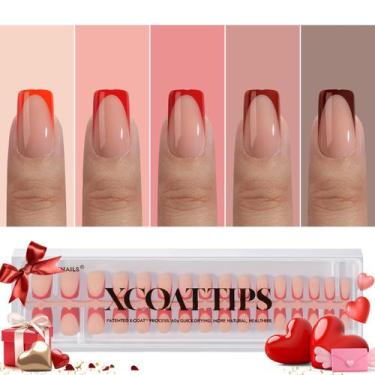 Imagem de Press On Nails btartboxnails XCOATTIPS French Tip Red Short