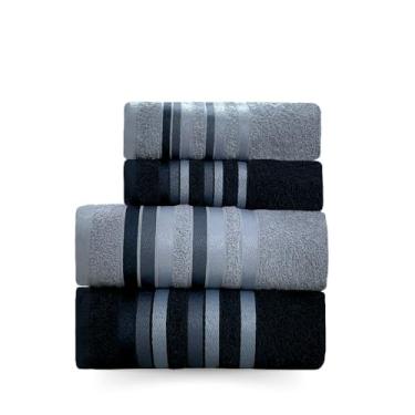 Imagem de Jogo De Toalhas Banhão 4 Peças (Cinza/Preto,Banhão)