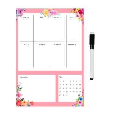 Imagem de Planner Magnético Lousa Lembrete Imã Geladeira Porta Recados Anotação Semanal Mensal