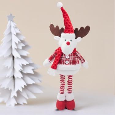 Imagem de JIAHG Decorações de Natal, tecido em pé, Papai Noel, boneco de neve, rena com pernas elásticas, lembrancinhas de festa de árvore de Natal para escritório em casa, mesa, lareira, prateleira, estatueta
