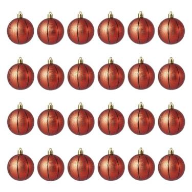 Imagem de Garvee Conjunto de enfeites de bola de Natal com tema esportivo, 24 peças, futebol, beisebol, basquete, futebol, decorações para pendurar com brilho para árvore de Natal, decoração de festas de fim de