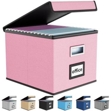 Imagem de Caixa organizadora de armazenamento de arquivos Huolewa dobrável com t