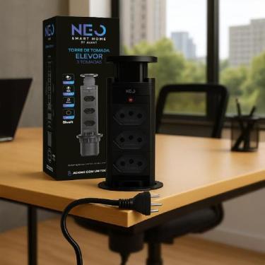 Imagem de Torre 3 Tomadas ou 1 Tomada USB Tipo C Embutir Retrátil Elevor Para Ba