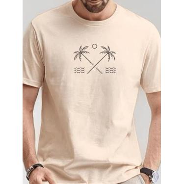 Imagem de Camiseta Masculina Coqueiro Praia Mar Casual Algodão Malha Premium - N