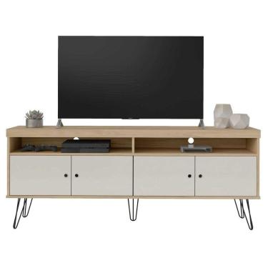 Imagem de Rack Para Tv Até 65 4 Portas 2 Prateleiras E Nichos Liberty Carvalho off White