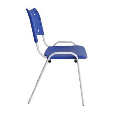 Imagem de Kit Com 10 Cadeiras Iso Para Escola Escritório Comércio Azul Base Bran
