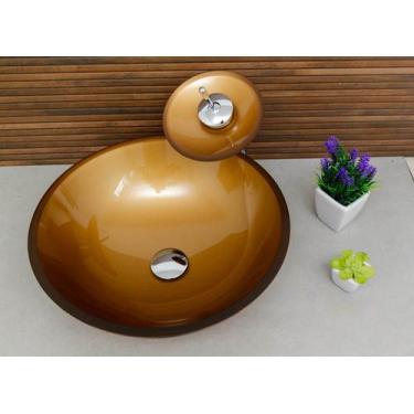 Imagem de Kit Banheiro Cuba de Vidro Redonda 35 cm com Válvula Click - Lopazzi, 