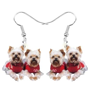 Imagem de Brincos de Natal fofos para cães Yorkshire, joias para mulheres, acessórios de festivais, presentes e berloques, Medium, Acrílico, Sem pedra preciosa