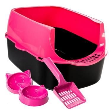 Imagem de Caixa De Areia Para Gatos Fechada Grande Com Gaveta Removivel E Porta Em Acrilico(Furba Rosa)