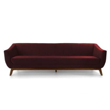 Imagem de Sofá 3 Lugares Odeon D07 230cm Base Madeira Veludo Bordô - D'Rossi