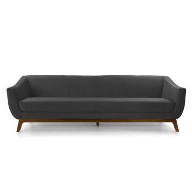 Imagem de Sofá 3 Lugares Odeon D07 230cm Base Madeira Veludo Cinza - D'Rossi