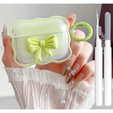 Imagem de Linda capa transparente para AirPods Pro 2/1 geração, design de laço 3D, macio, TPU macio, à prova de choque, Kawaii, Apple iPod Pro, 2ª/1ª geração, com caneta de limpeza e chaveiro, meninas e