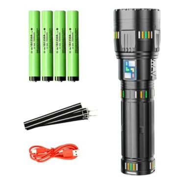 Imagem de Lanterna Tatica Recarregável Profissional LED Laser Ultra Potente 50000 Lumens Zoom Telescópico Ajustável de Longo Alcance Bateria Recarregável via USB de Longa Duração